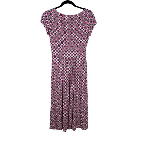 Boden Pink Geometric Floral Midi Dress with Pockets Women's US Size 4 Petite - Picture 2 of 8